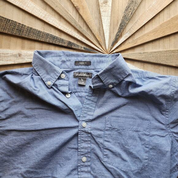 Eddie Bauer Men's Medium Blue Classic Fit Long Sleeve Shirt - Picture 1 of 6